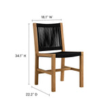 Nova 5-Piece Outdoor Patio Teak and Rope Dining Set with Armless Chairs in Natural Black