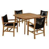 Nova 5-Piece Outdoor Patio Teak and Rope Dining Set with Armchairs in Natural Black