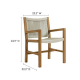 Nova 5-Piece Outdoor Patio Teak and Rope Dining Set with Armchairs in Natural Natural