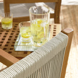 Nova 3-Piece Outdoor Patio Teak and Rope Armchairs with Folding Side Table in Natural Natural