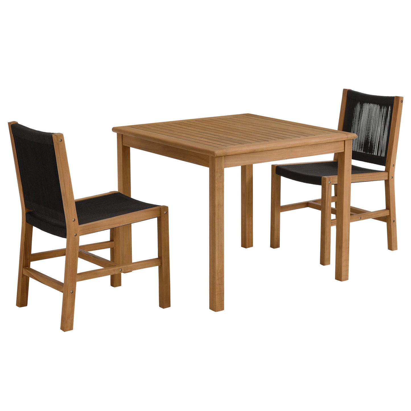 Vienna 3-Piece Outdoor Patio Teak and Rope Dining Set with Armless Chiars by Furniture For America