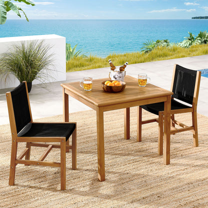 Vienna 3-Piece Outdoor Patio Teak and Rope Dining Set with Armless Chiars by Furniture For America