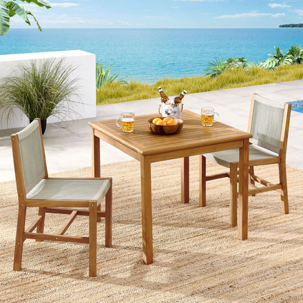 Vienna 3-Piece Outdoor Patio Teak and Rope Dining Set with Armless Chiars in Natural Natural