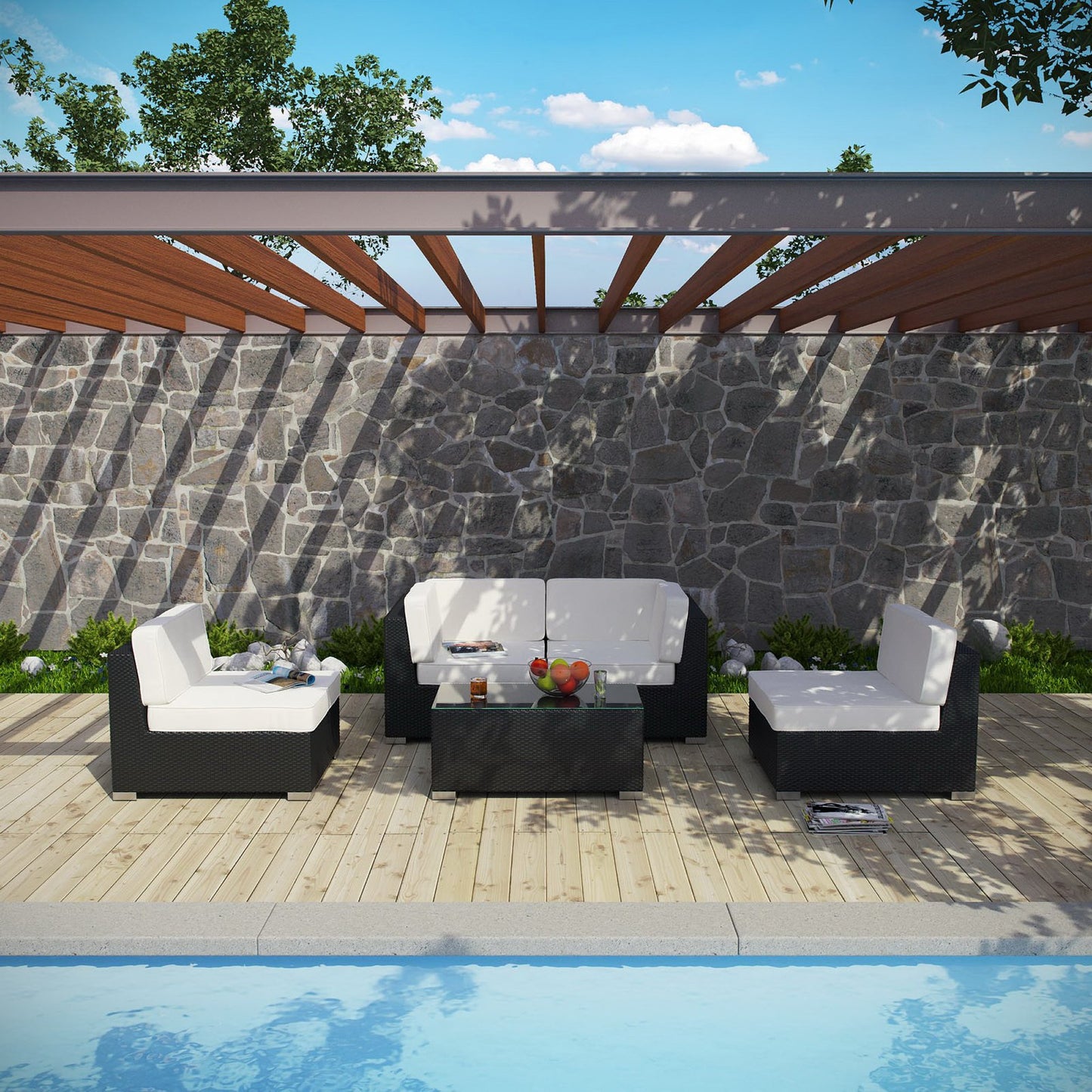 Camfora 5 Piece Outdoor Patio Sectional Set by Furniture For America