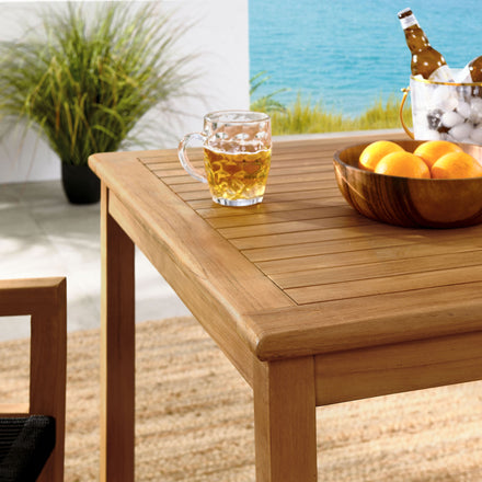 Vienna 3-Piece Outdoor Patio Teak and Rope Dining Set with Armchairs in Natural Black