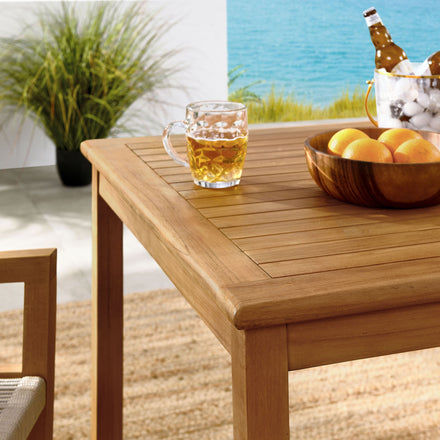 Vienna 3-Piece Outdoor Patio Teak and Rope Dining Set with Armchairs in Natural Natural