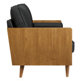 Brook Vegan Leather Sofa in Walnut Black
