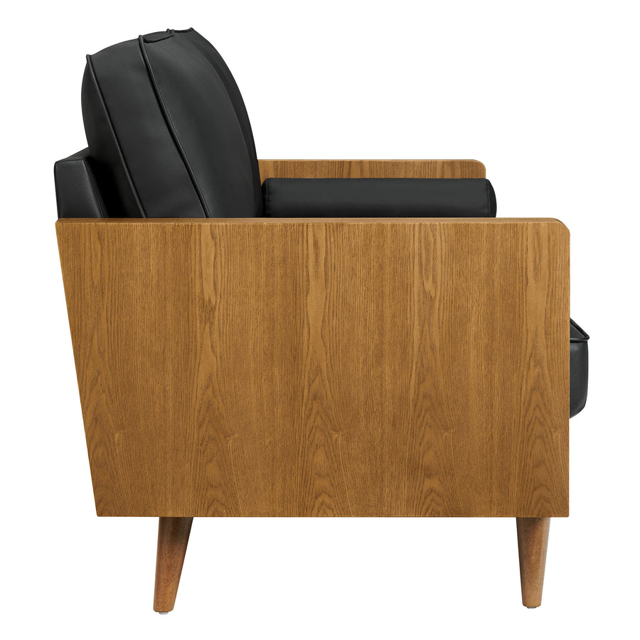 Brook Vegan Leather Sofa in Walnut Black