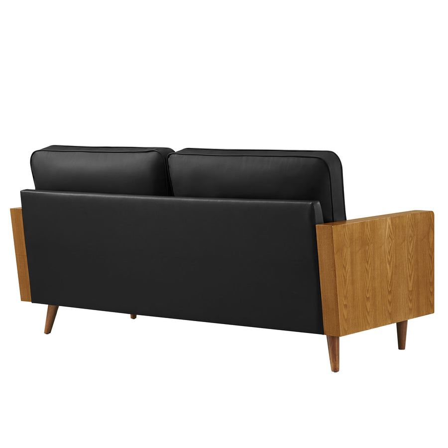 Brook Vegan Leather Sofa in Walnut Black