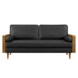 Brook Vegan Leather Sofa in Walnut Black