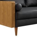 Brook Vegan Leather Sofa in Walnut Black