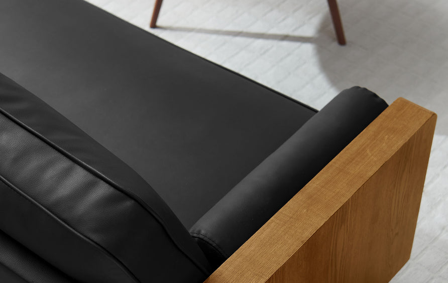 Brook Vegan Leather Sofa in Walnut Black