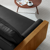 Brook Vegan Leather Sofa in Walnut Black