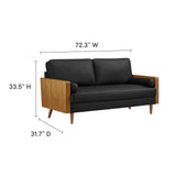 Brook Vegan Leather Sofa in Walnut Black