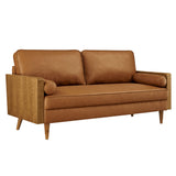 Brook Vegan Leather Sofa in Walnut Tan