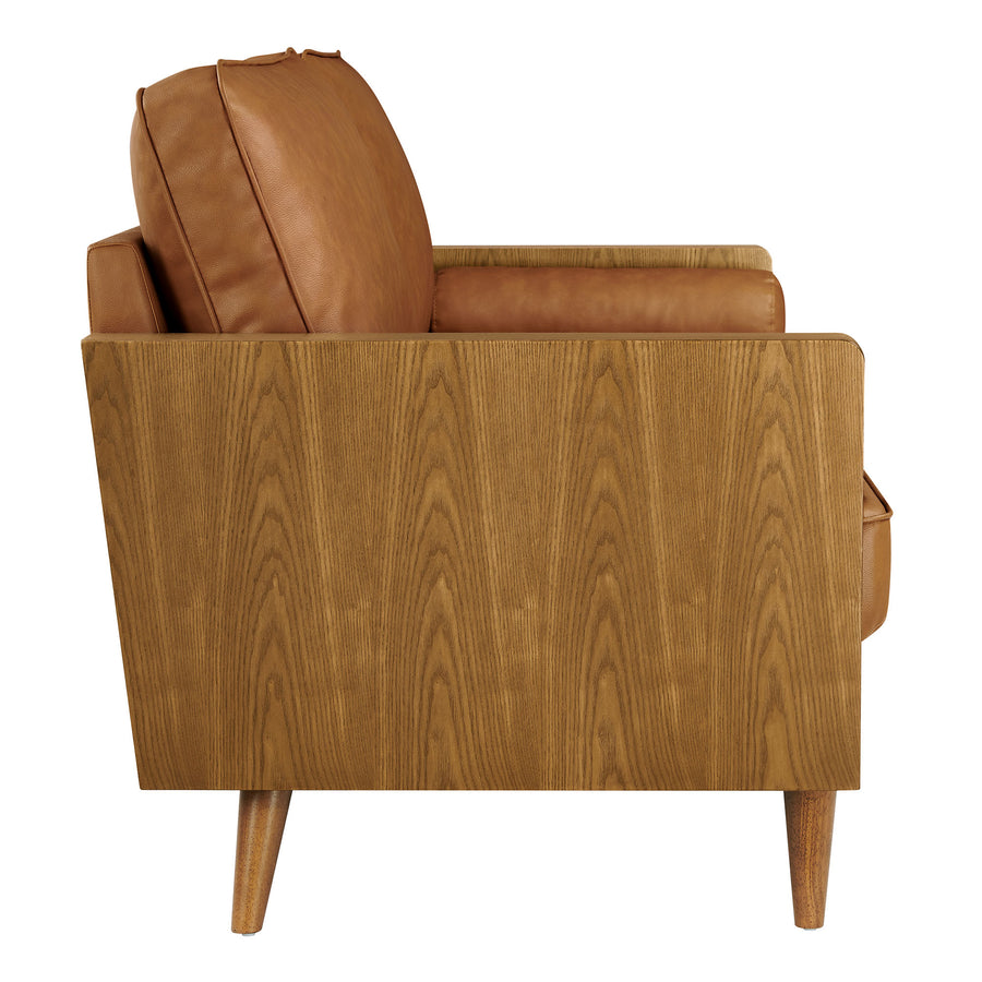 Brook Vegan Leather Sofa in Walnut Tan