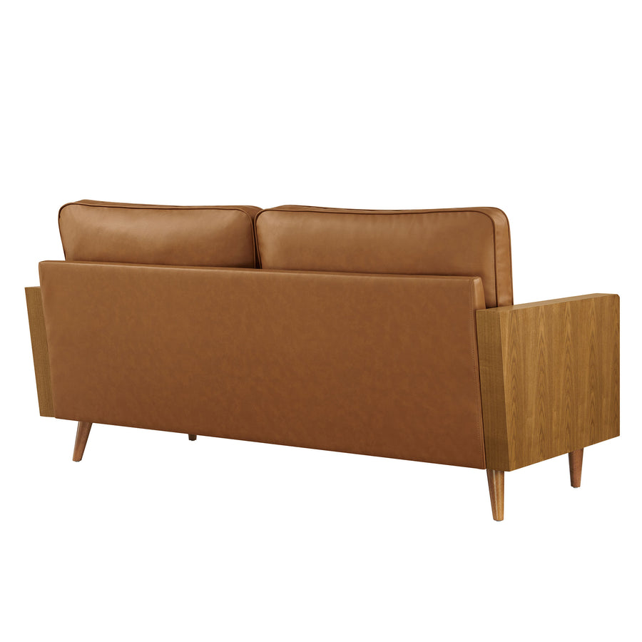 Brook Vegan Leather Sofa in Walnut Tan