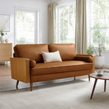 Brook Vegan Leather Sofa in Walnut Tan