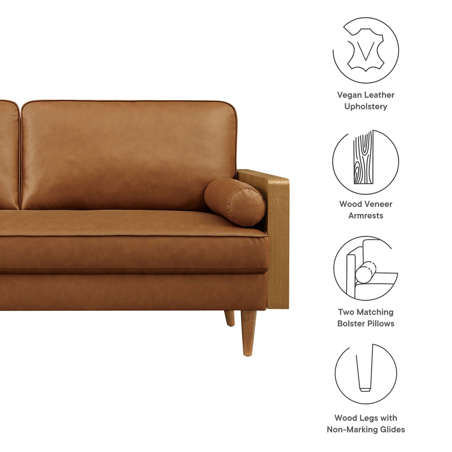 Kellan Vegan Leather Sofa by Furniture for America