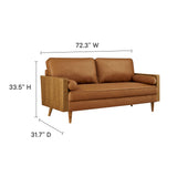 Brook Vegan Leather Sofa in Walnut Tan