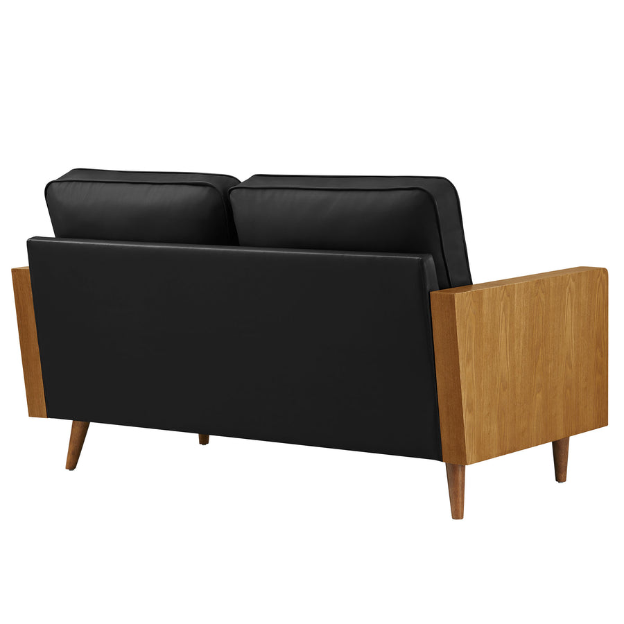 Brook Vegan Leather Loveseat in Walnut Black