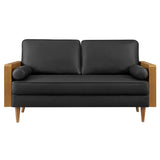 Brook Vegan Leather Loveseat in Walnut Black