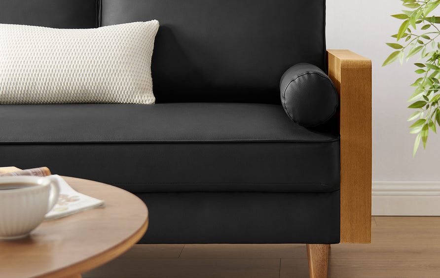 Brook Vegan Leather Loveseat in Walnut Black