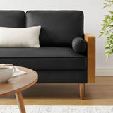 Brook Vegan Leather Loveseat in Walnut Black