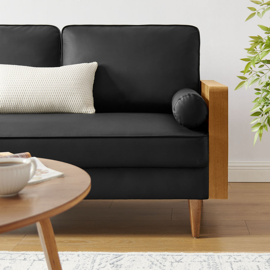 Brook Vegan Leather Loveseat in Walnut Black