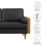 Brook Vegan Leather Loveseat in Walnut Black