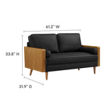 Brook Vegan Leather Loveseat in Walnut Black