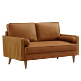 Brook Vegan Leather Loveseat in Walnut Tan