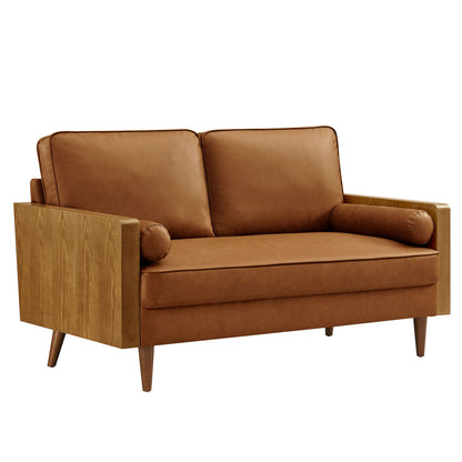 Kellan Vegan Leather Loveseat by Furniture for America
