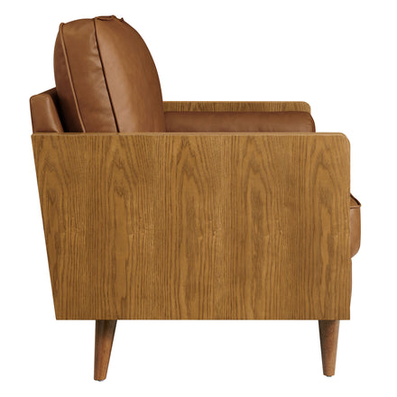 Kellan Vegan Leather Loveseat in Walnut Tan