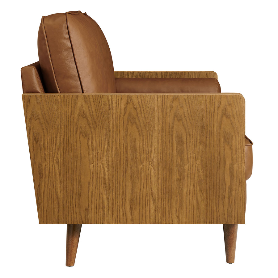 Brook Vegan Leather Loveseat in Walnut Tan