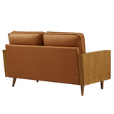 Brook Vegan Leather Loveseat in Walnut Tan