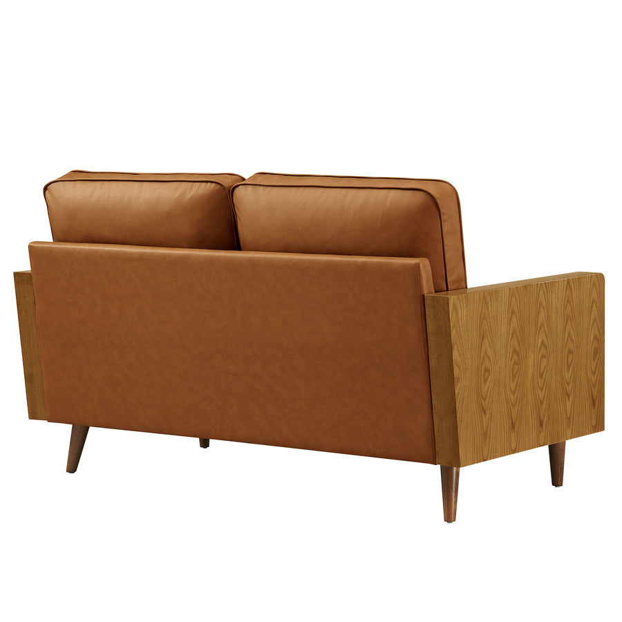 Brook Vegan Leather Loveseat in Walnut Tan