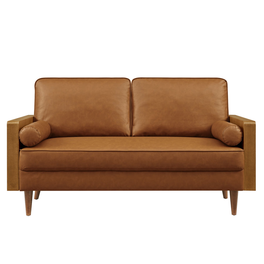 Brook Vegan Leather Loveseat in Walnut Tan