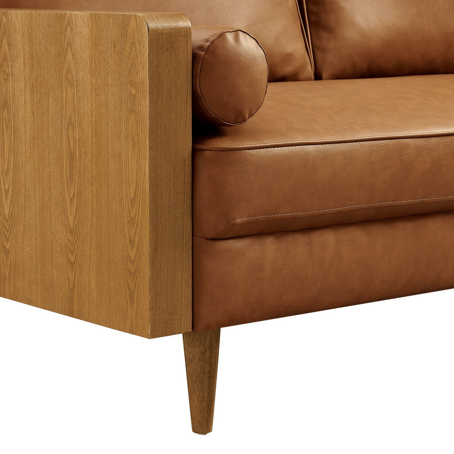 Brook Vegan Leather Loveseat in Walnut Tan