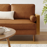 Brook Vegan Leather Loveseat in Walnut Tan