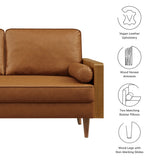Brook Vegan Leather Loveseat in Walnut Tan