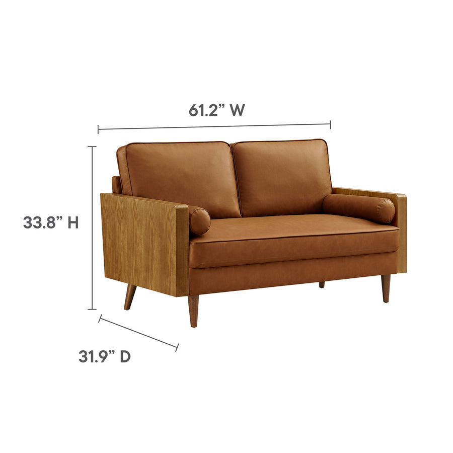 Brook Vegan Leather Loveseat in Walnut Tan