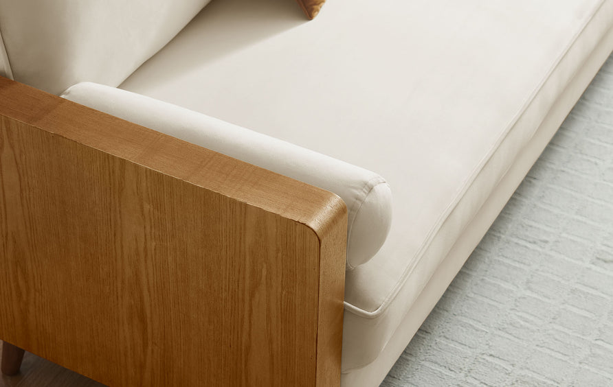 Brook Performance Velvet Sofa in Walnut Alabaster