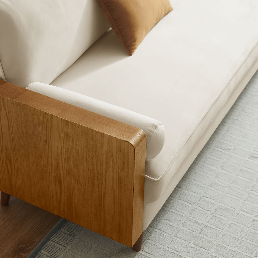 Brook Performance Velvet Sofa in Walnut Alabaster