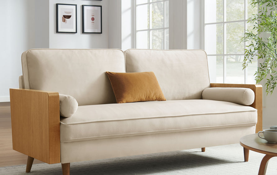 Brook Performance Velvet Sofa in Walnut Alabaster