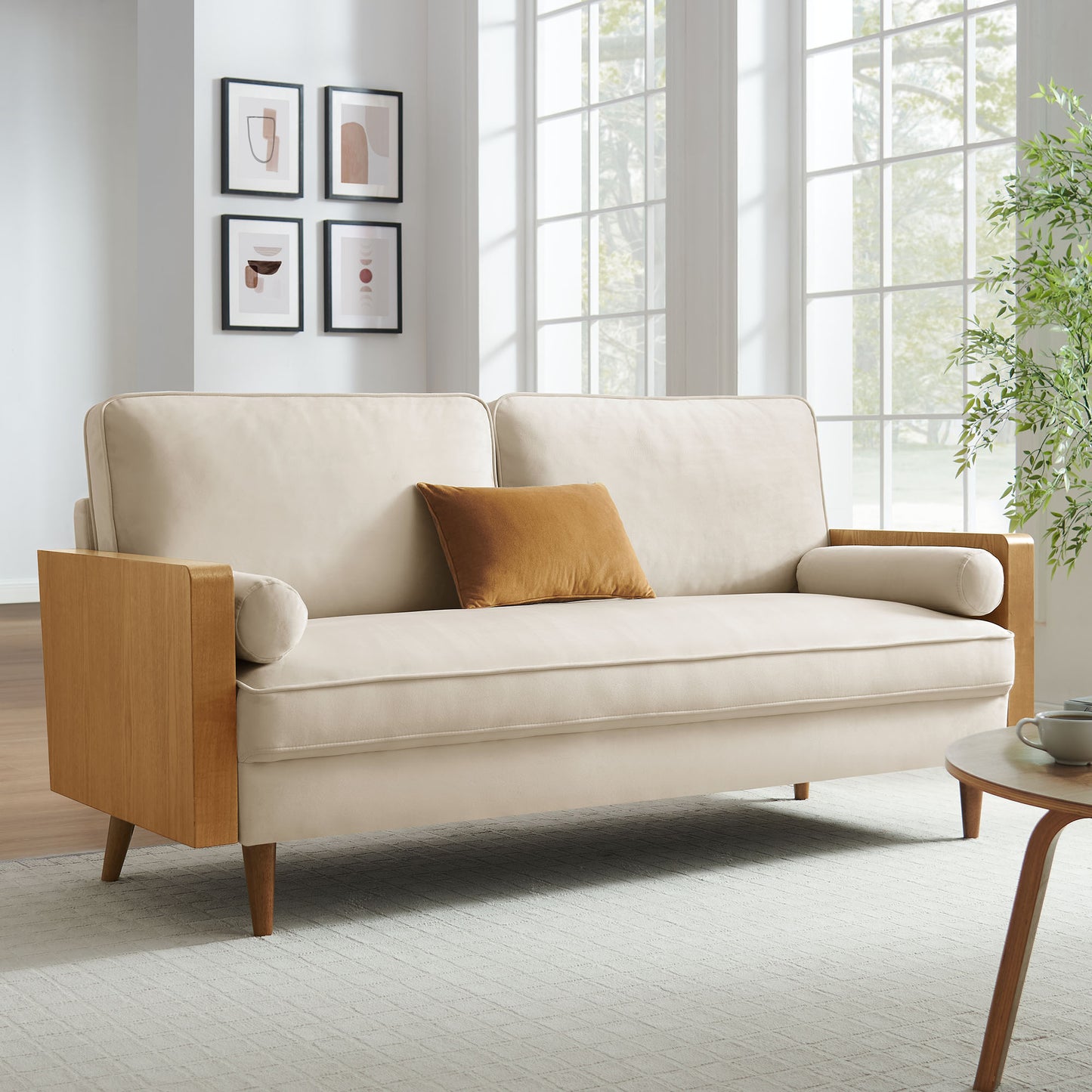 Brook Performance Velvet Sofa in Walnut Alabaster