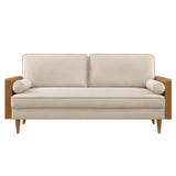 Brook Performance Velvet Sofa in Walnut Almond