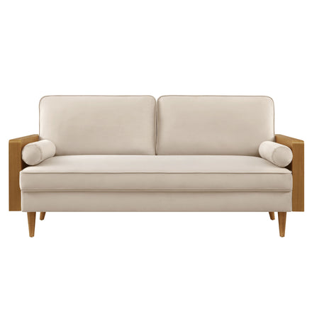 Kellan Performance Velvet Sofa in Walnut Almond