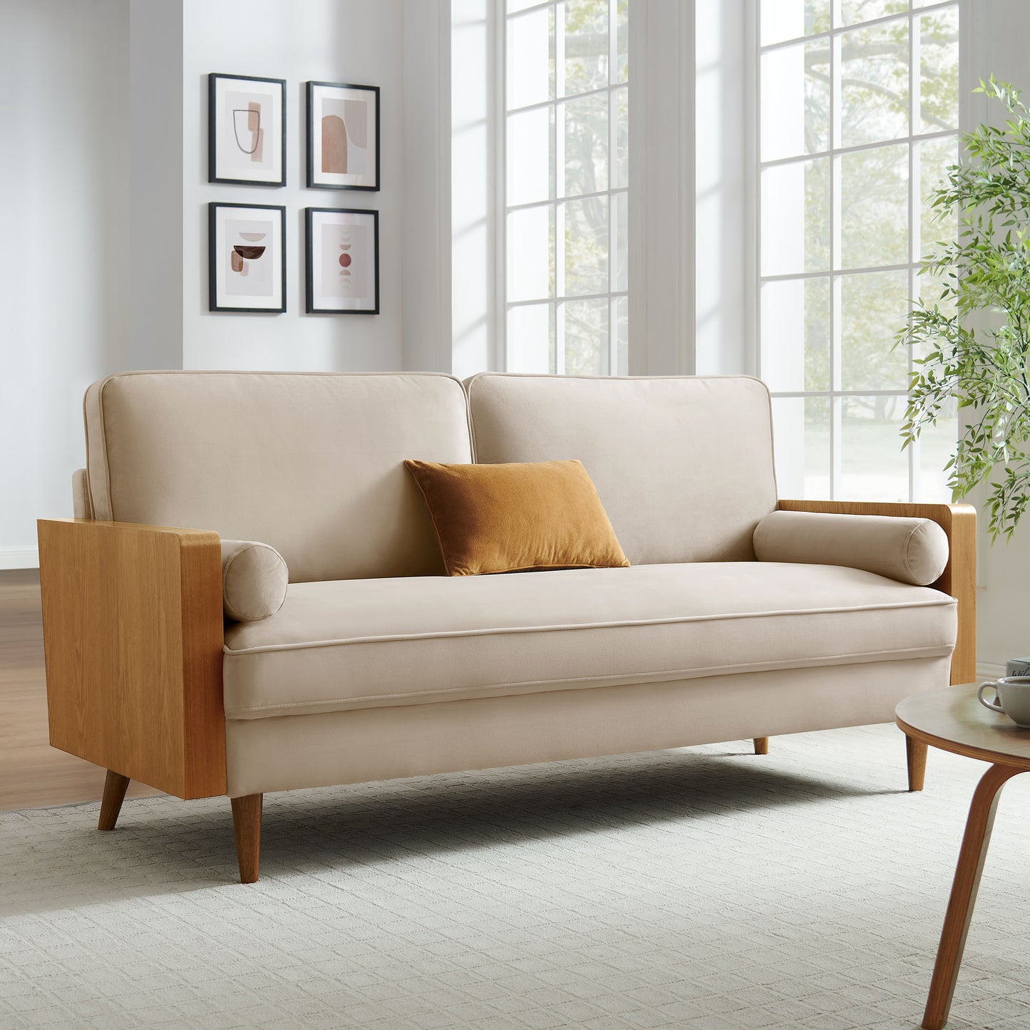 Brook Performance Velvet Sofa in Walnut Almond