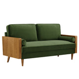 Brook Performance Velvet Sofa in Walnut Moss Green
